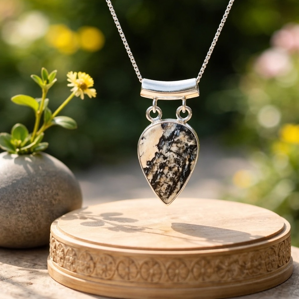 Honey Dendritic Opal Necklace